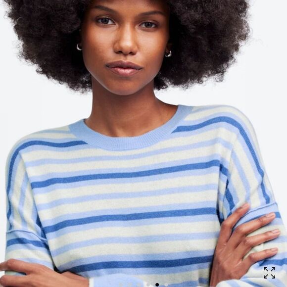 Madewell Striped Boxy Relaxed Fit Long Sleeve Casual Sweater Blue White Size XS - Picture 5 of 15